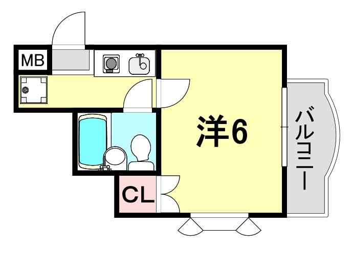 シャルマンフジ灘弐番館(1K/4階)の間取り写真