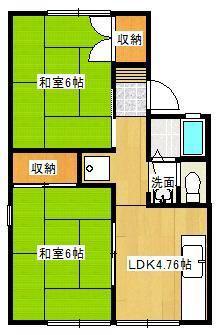 セジュール金光A棟(2DK/2階)の間取り写真