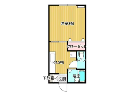 ソレアートII(1K/2階)の間取り写真