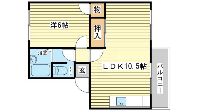 ファミリーハイツ(1LDK/2階)の間取り写真
