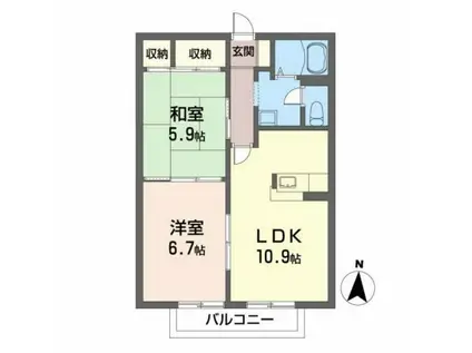 エターナルタウンB(2LDK/1階)の間取り写真