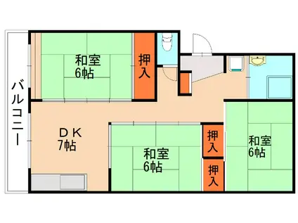 美萩ビル(3DK/2階)の間取り写真