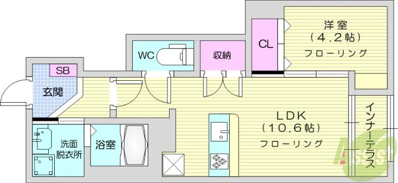 アジュール・M(1LDK/1階)の間取り写真