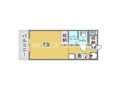 マンションシュウメイ(ワンルーム/4階)の間取り写真