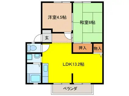 サンビレッジ築捨(2LDK/1階)の間取り写真