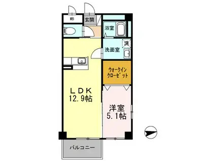佐賀県佐賀市 3階建 築13年(1LDK/2階)の間取り写真