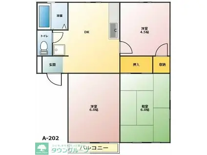 アーバンハイツYAMATO A(3DK/2階)の間取り写真