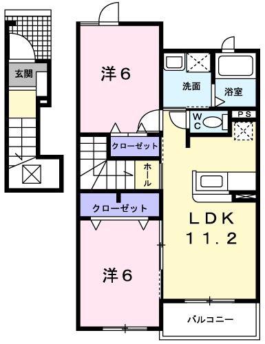 ベル フィオーレ II(2LDK/2階)の間取り写真