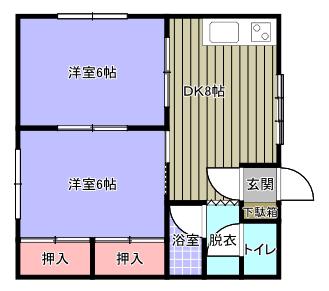 母恋パークハイツ(2DK/1階)の間取り写真
