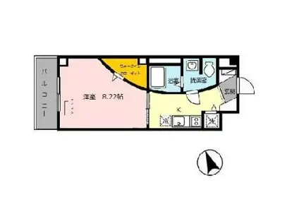 ヴィンチェロ(1K/2階)の間取り写真