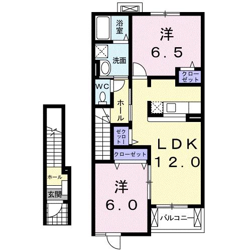 アルバ・田の上A(2LDK/2階)の間取り写真