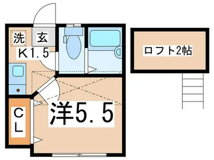 プレジール井土ヶ谷(1K/2階)の間取り写真