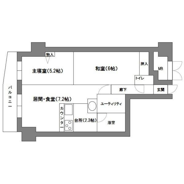 ガーデンハウス南円山III(2LDK/2階)の間取り写真