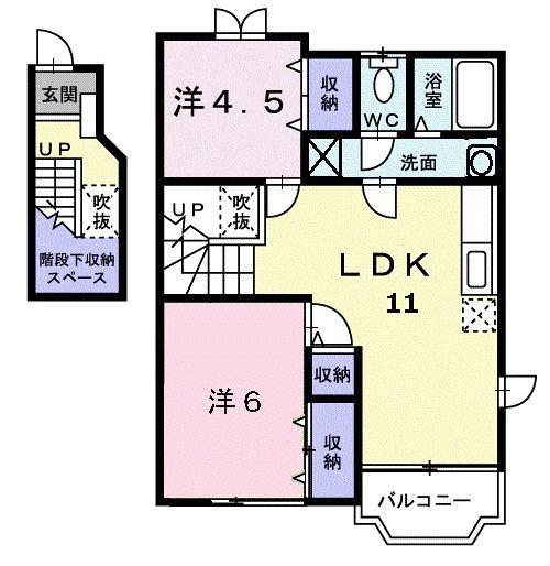 パークサイドコートⅠ(2LDK/2階)の間取り写真