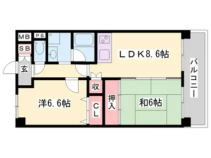 リアライズ加古川I(2LDK/2階)の間取り写真
