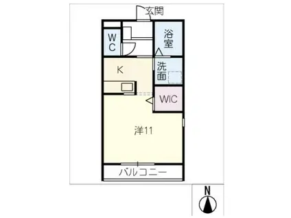 ジュネス徳次Q(1K/2階)の間取り写真