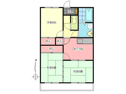 第1松岡ビル(3DK/1階)の間取り写真