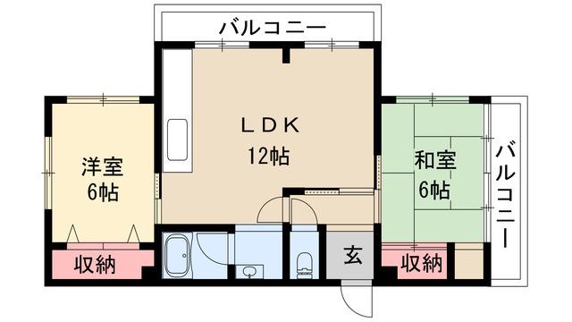 コーポ本山(2LDK/1階)の間取り写真