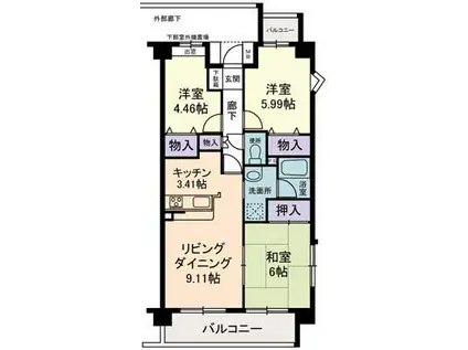 ヴェル・ドミール(3LDK/2階)の間取り写真