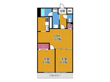 シィダーヴィレッジ(2LDK/6階)の間取り写真