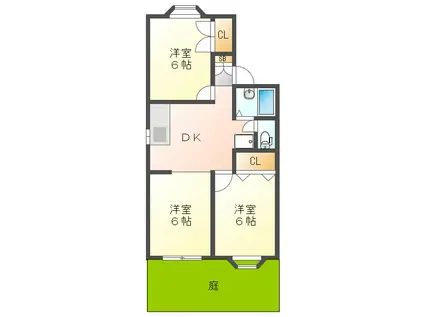 クイーンズコート東落合C(2LDK/1階)の間取り写真