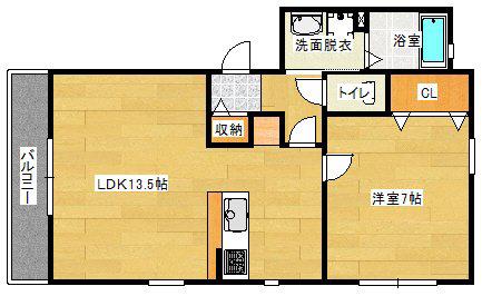 シャングリラ緑井(1LDK/2階)の間取り写真