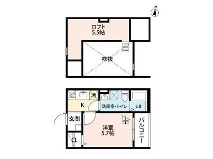 PASTOSO K (1K/1階)の間取り写真