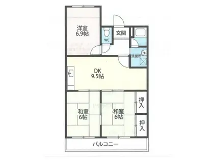 第一原田ビル(3DK/2階)の間取り写真