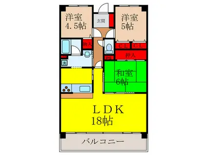 ヴェルデ八王寺(3LDK/4階)の間取り写真