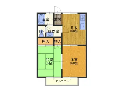 グランデール大宮B棟(2K/1階)の間取り写真