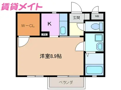 メゾンM&K(1K/2階)の間取り写真