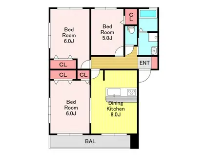 DUO-α(3DK/2階)の間取り写真