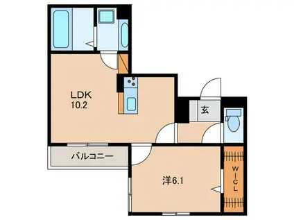 SJ塚本通(1LDK/2階)の間取り写真