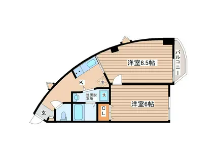 旭コアビルA棟(2K/4階)の間取り写真