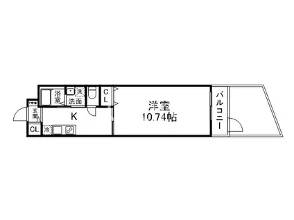 EMINAS北白川(1K/1階)の間取り写真