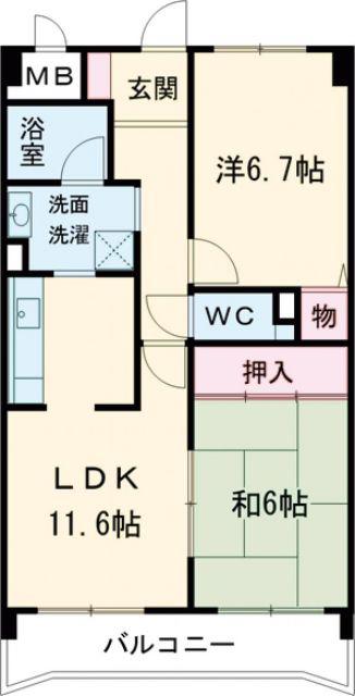 インペリアルコート星田(2LDK/3階)の間取り写真