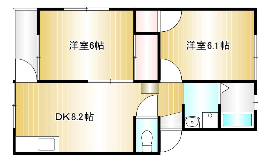 ロイヤルコーポ(2DK/2階)の間取り写真