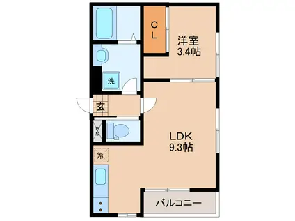 ソーサリー原町(1LDK/2階)の間取り写真