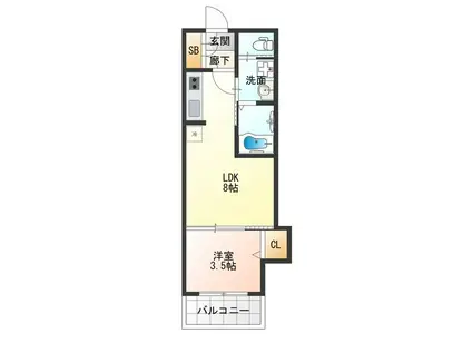 H-MAISON東住吉III(1LDK/1階)の間取り写真