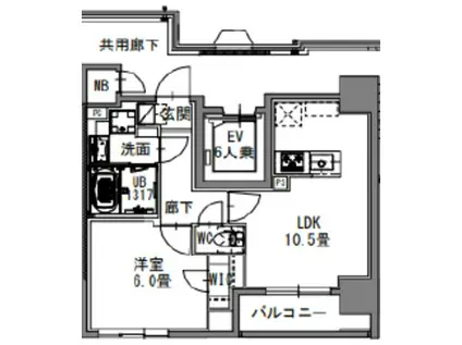 エスレジデンス新御徒町イースト(1LDK/3階)の間取り写真