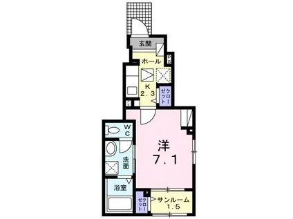 ロイヤル・鈴 G(1K/1階)の間取り写真