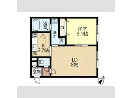 しののめムトウ(1LDK/5階)の間取り写真