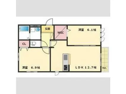 コンフォールいなみの (2LDK/1階)の間取り写真