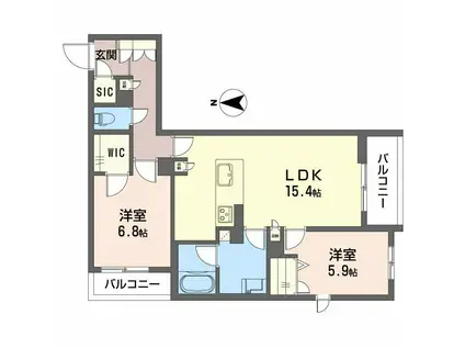 シャーメゾン フェリーチェ 一部子育てグリーン(2LDK/2階)の間取り写真