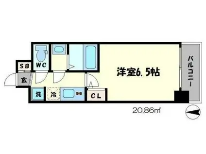 セレニテ谷四(1K/3階)の間取り写真