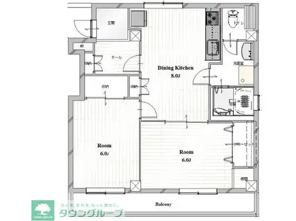勝どき第3関根ビル(2DK/6階)の間取り写真