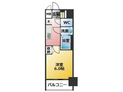 プレサンス千種駅前レガート(1K/2階)の間取り写真