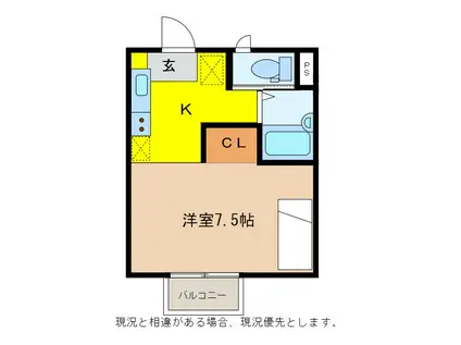 上野ハイツ(1K/2階)の間取り写真