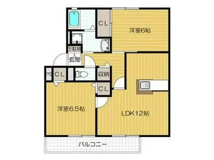 清滝苑II(2LDK/2階)の間取り写真