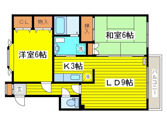 エトワール伏古(2LDK/2階)の間取り写真